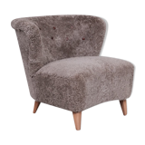 Gösta Jonsson Shearling Mid-Century Swedish Lounge Chair