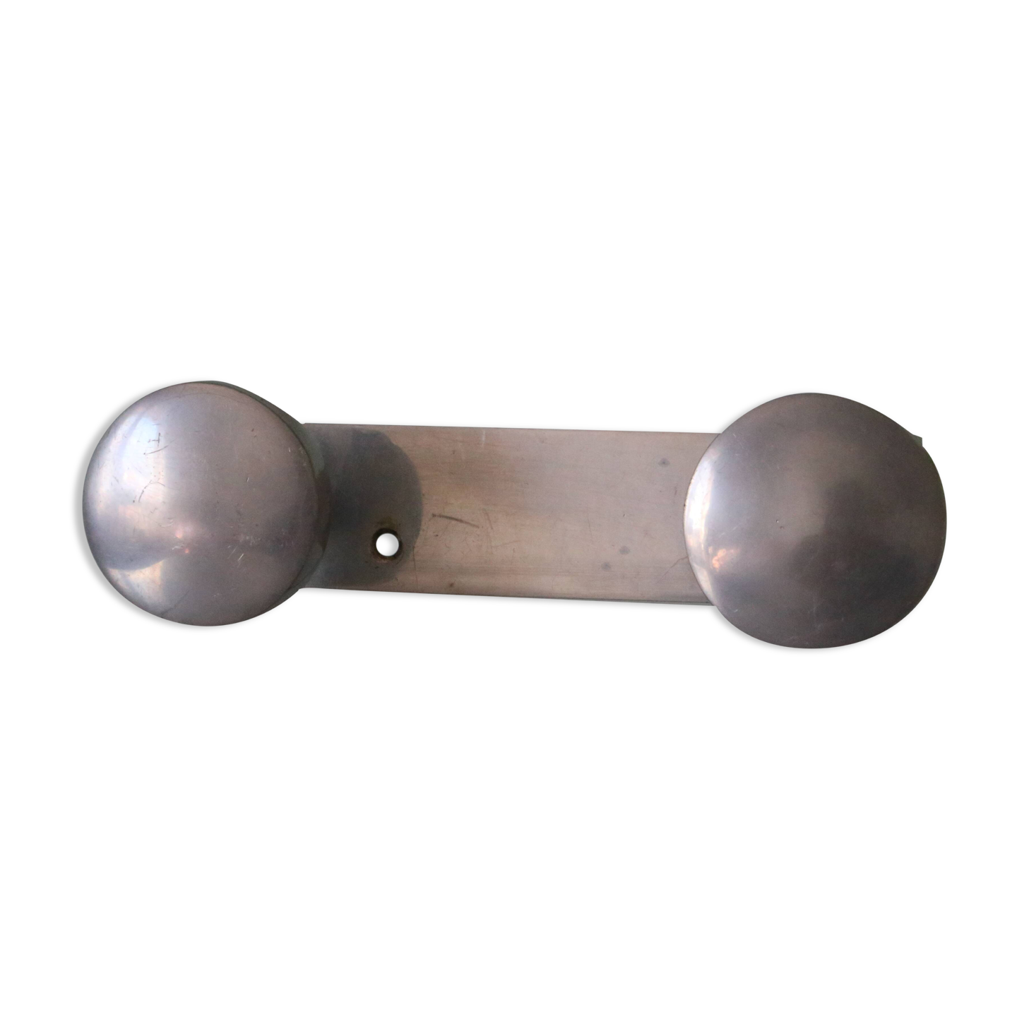 Brushed aluminum wall coat rack, vintage