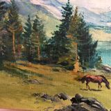 Mountains and horses painting