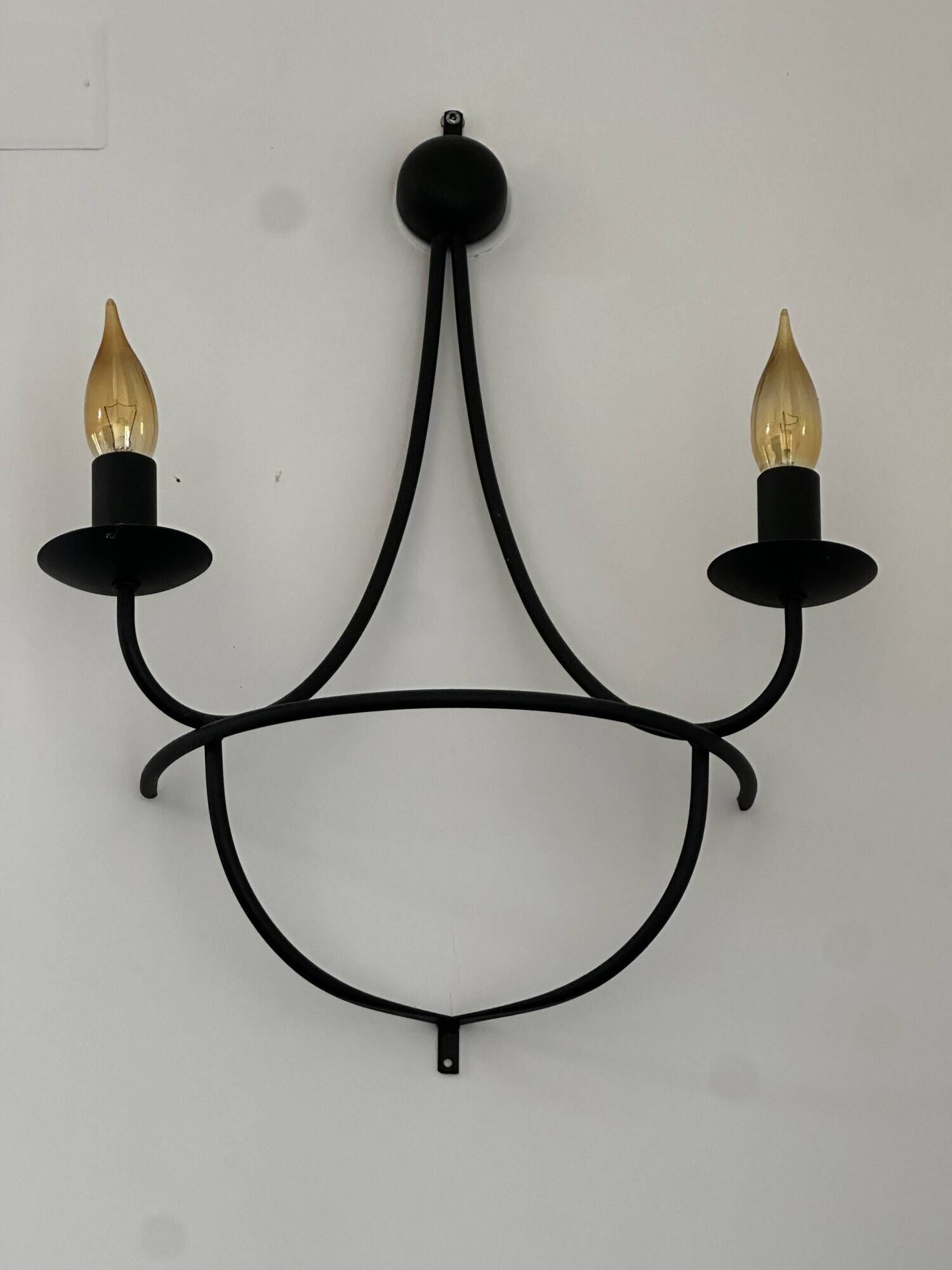 set of two black metal wall lights