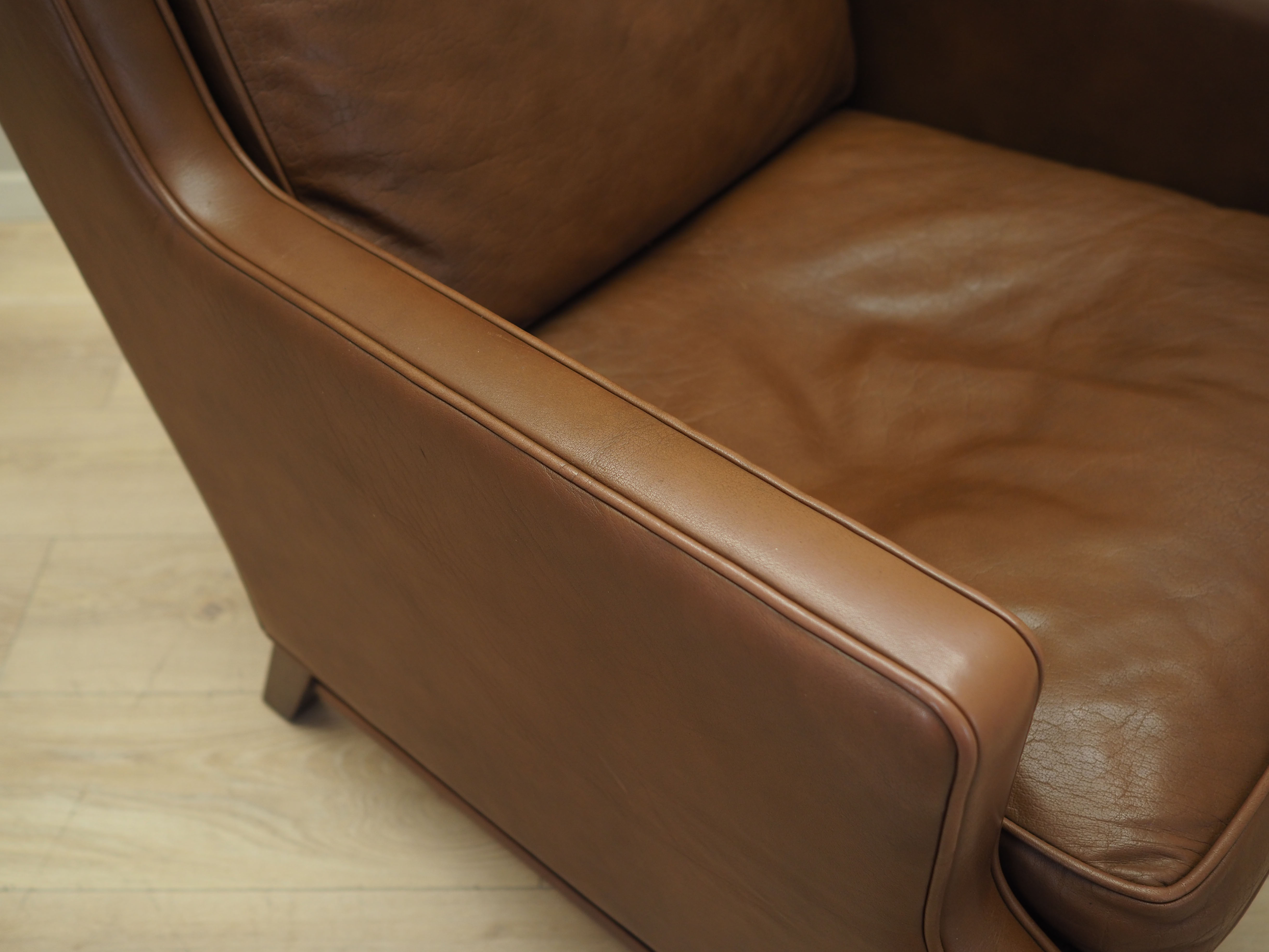 Brown leather armchair, Danish design, 1960s, production: Denmark