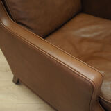Brown leather armchair, Danish design, 1960s, production: Denmark