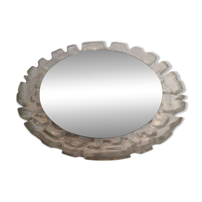 Miroir Eclairant en Plastique Moulé Blanc, Vers 1970