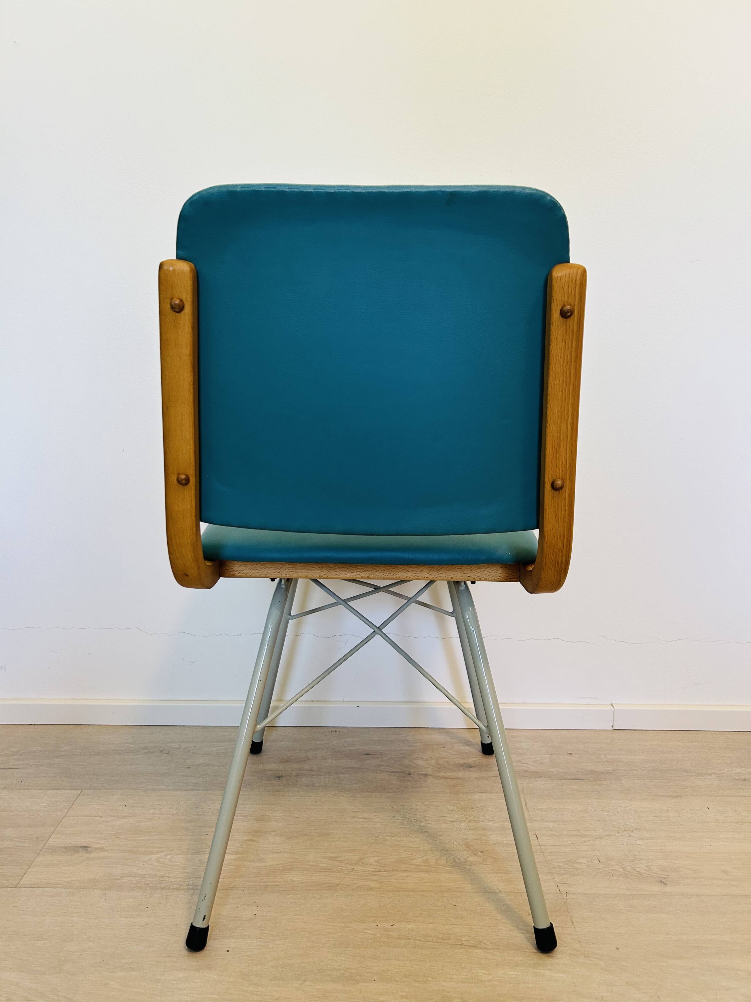 Vintage Turquoise Dining Chair by TON, from Czechoslovakia 1960’s
