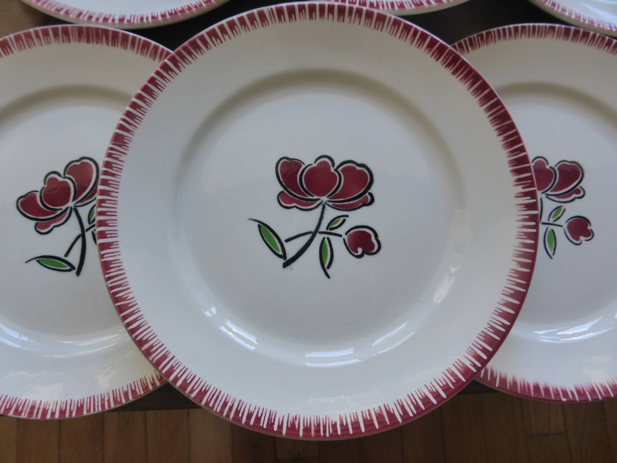 6 vintage flat plates from Badonviller 200825