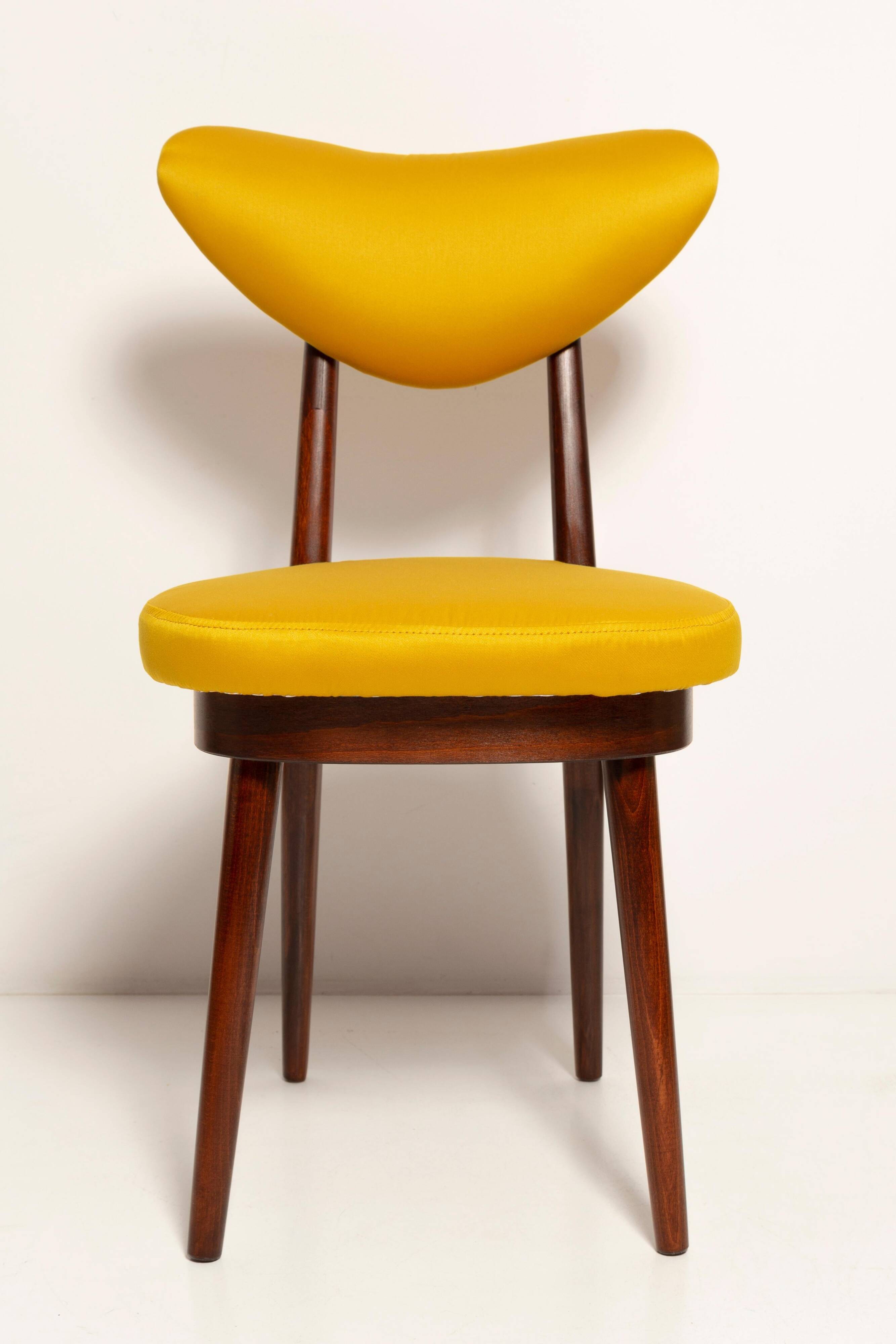Midcentury Heart Chair in Yellow Satin Dedar Gildo Fabric, Europe, 1960s