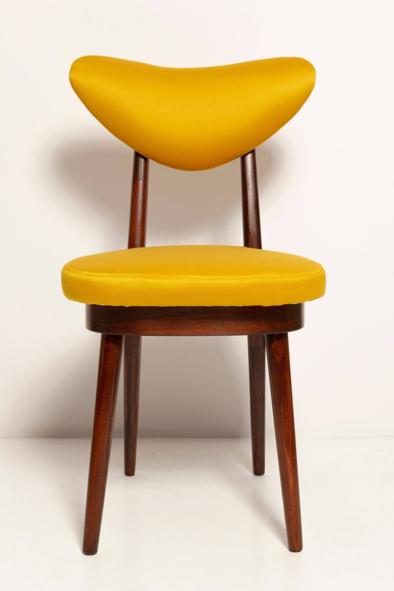 Midcentury Heart Chair in Yellow Satin Dedar Gildo Fabric, Europe, 1960s