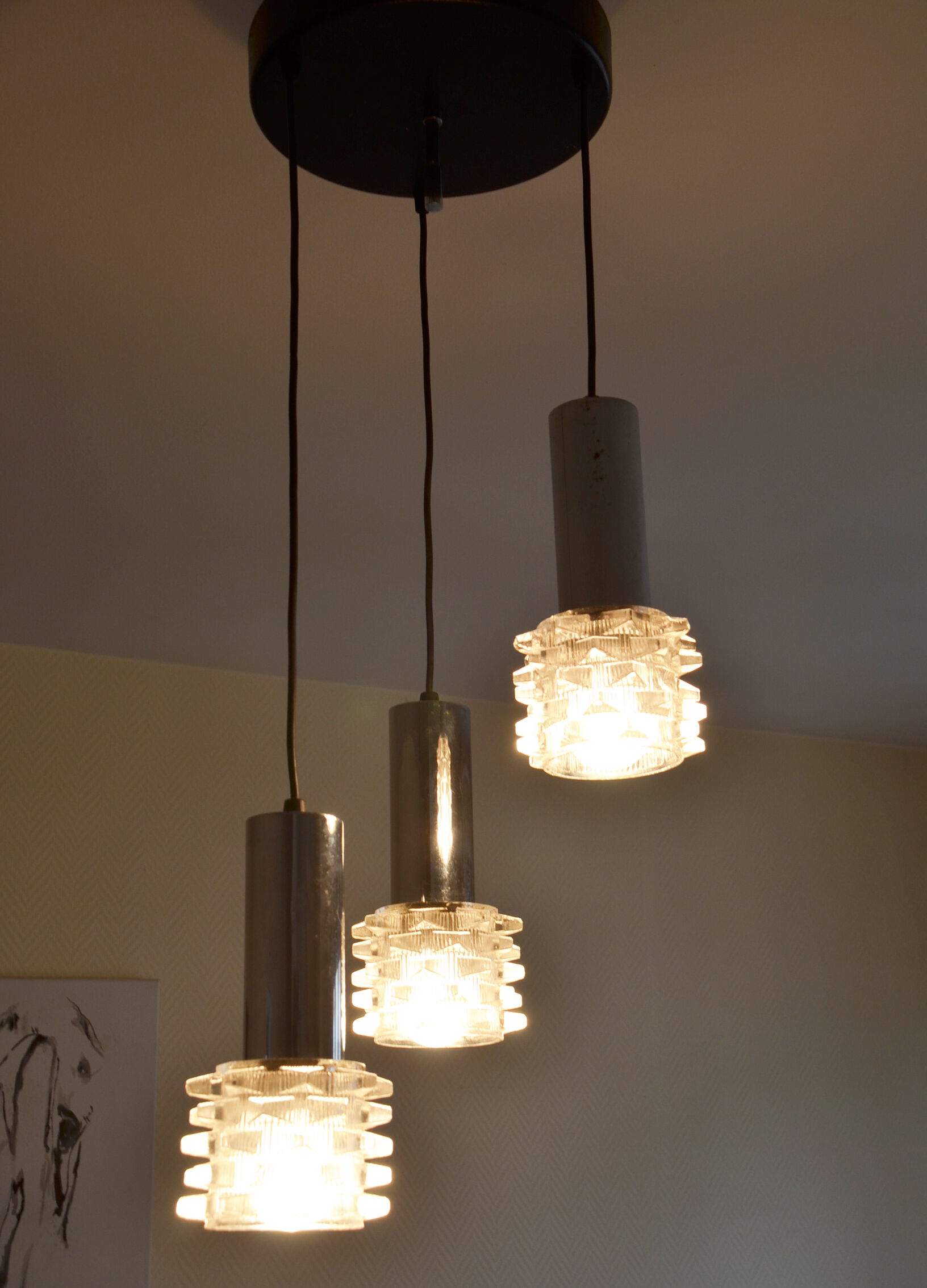 Suspension cascade Raak Amsterdam glass metal years 70