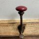Wall hook with three hooks in wood, wrought iron, porcelain balls