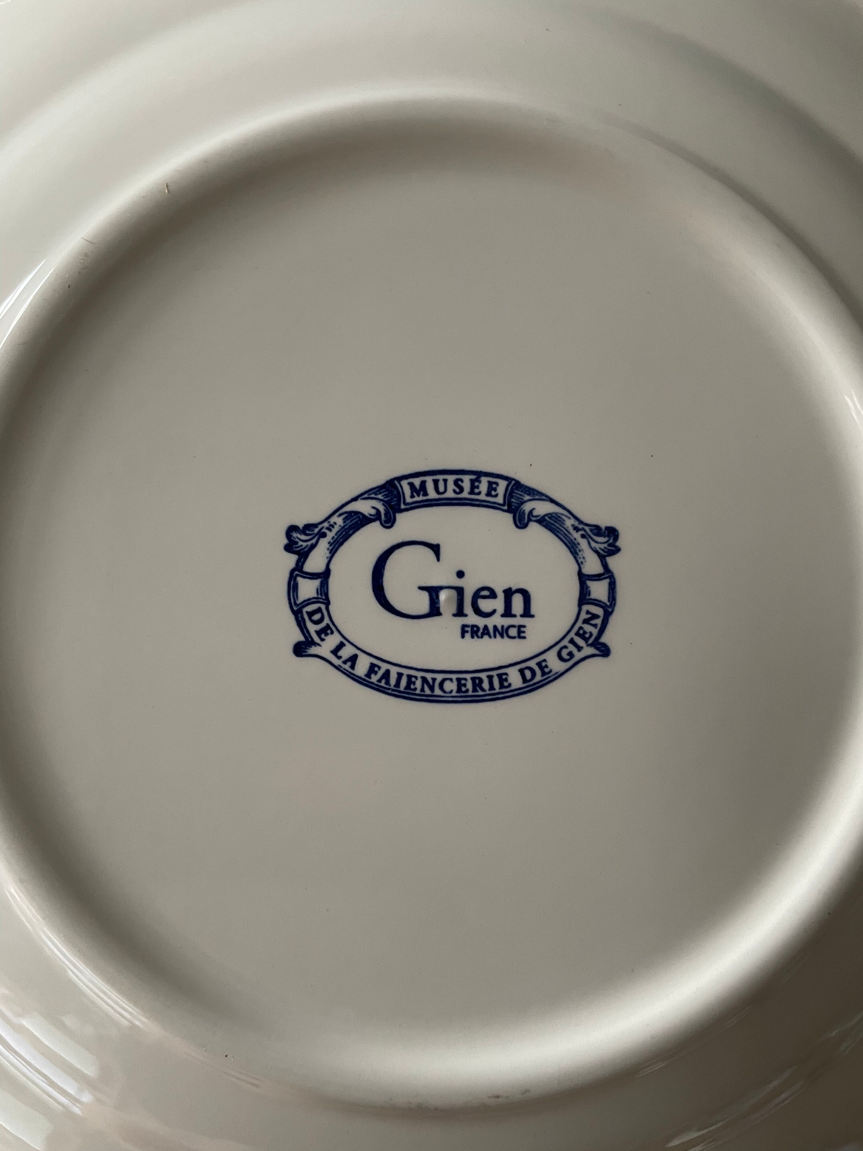 Complete set of 12 talking plates in Gien earthenware