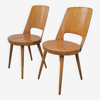 Paire de chaises de bistrot baumann modèle Mondor 1950 vintage