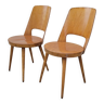 Paire de chaises de bistrot baumann modèle Mondor 1950 vintage