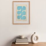 Painting on paper 30x40cm abstract illustration light blue signed eawy