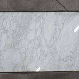 Antique Italian Carrara Marble, Mahogany, and Brass Coffee Table