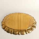 Hollywood Regency Large Oval Brass Tray by Firma Lars Holmström, Sweden 1940's