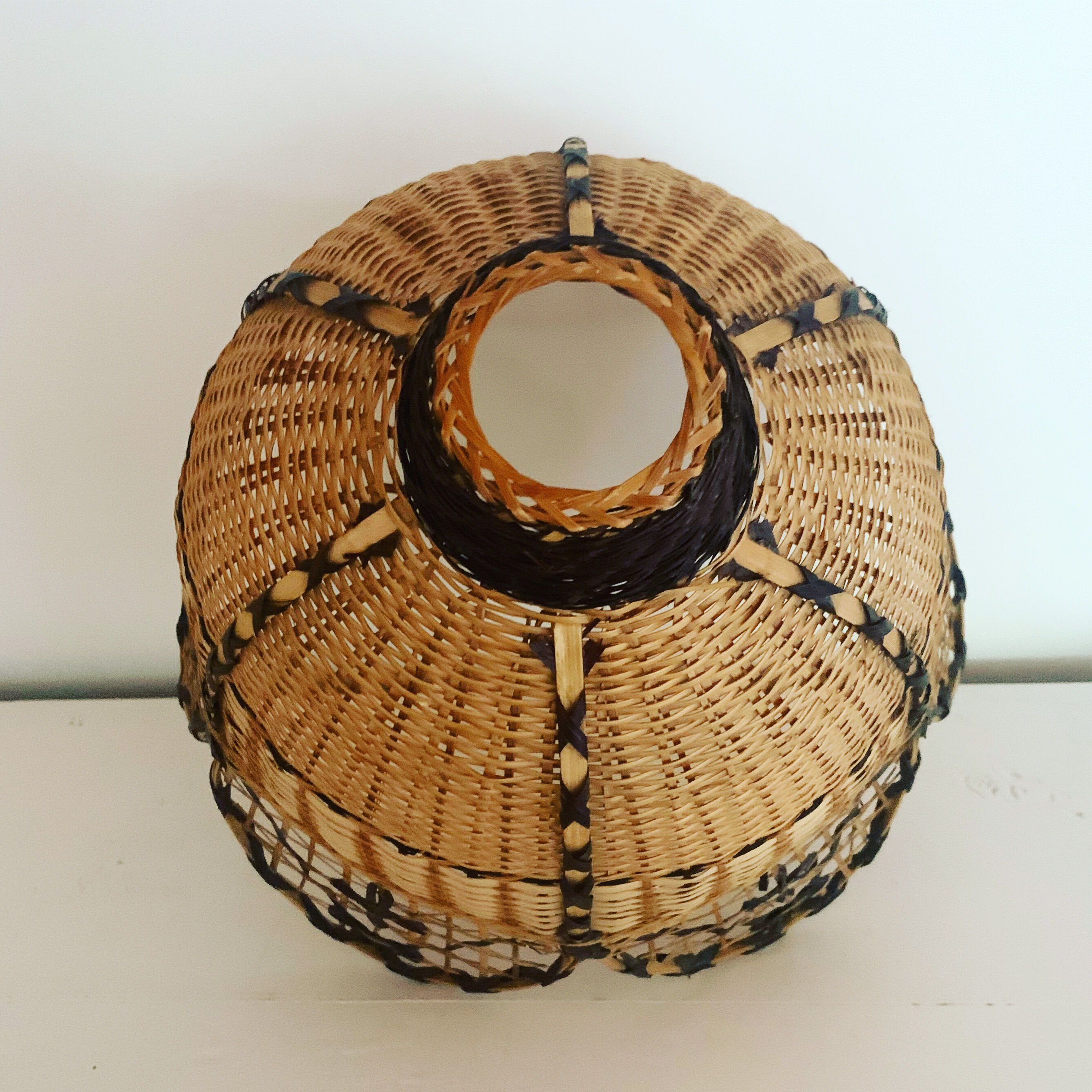 Vintage two-tone wicker pendant light