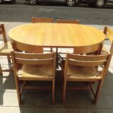 Table et six chaises en orme. Vintage