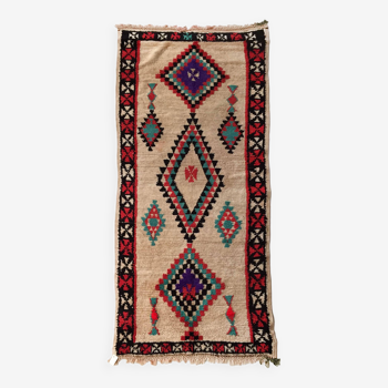 Tapis berbère marocian Azilal vintage 2,54x1,02m