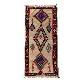 Tapis berbère marocian Azilal vintage 2,54x1,02m