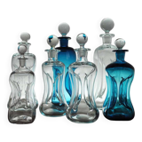 Holmegaard "Klukflasker", Set of 7 Mouth Blown Cluck Bottles or Decanters