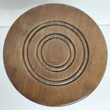 Vintage tripod stool in solid wood beaded legs