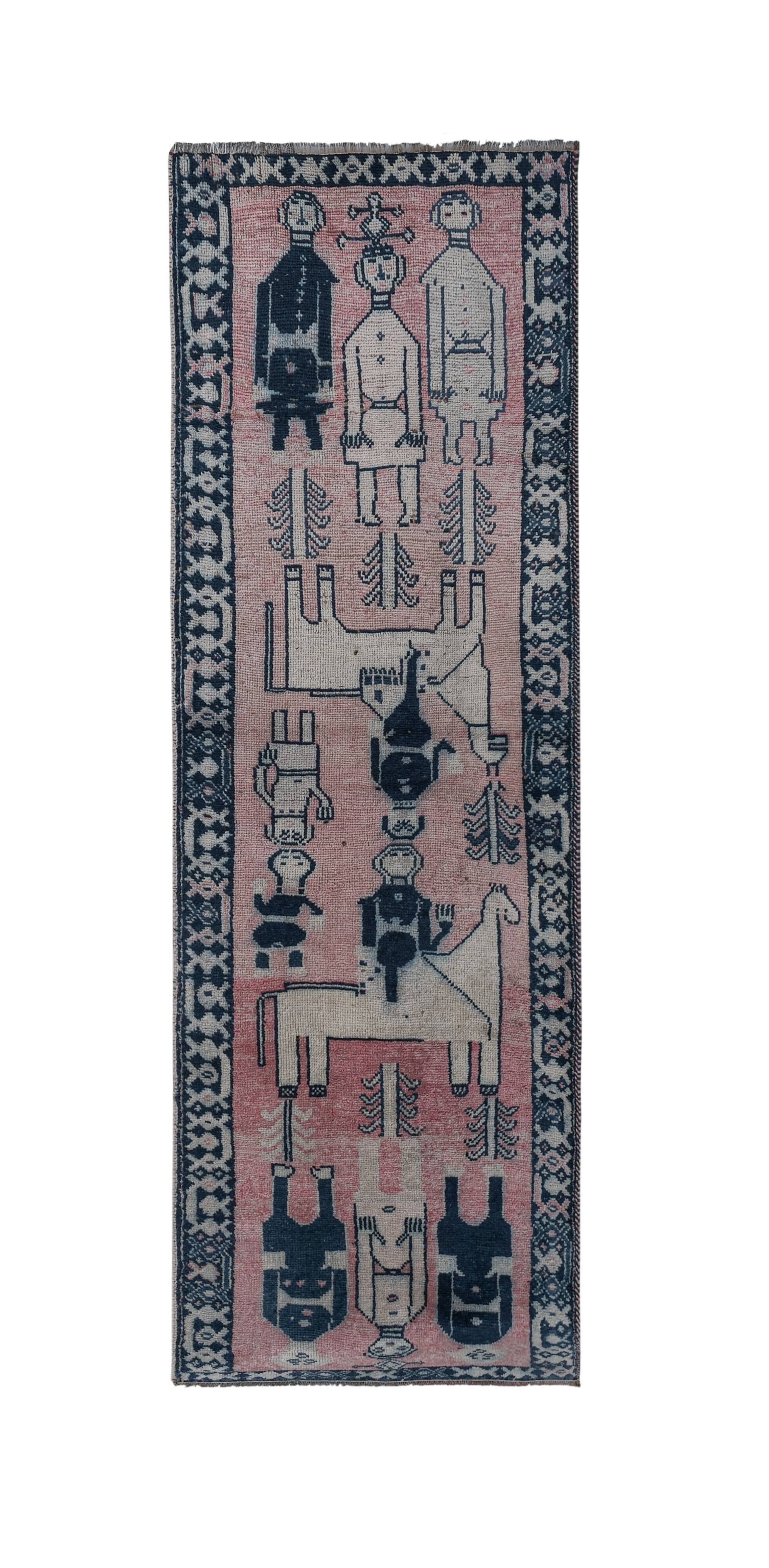 Vintage Turkish Oushak Rug Handwoven 104x320 cm