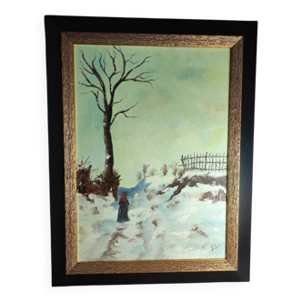 Tableau paysage hivernal