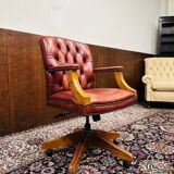 Classic English Red Chesterfield Desk Chair