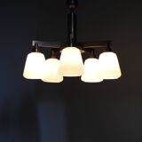 1930s Art Deco Brass Chandelier, Czechoslovakia