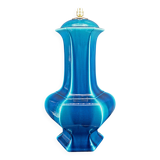 Important Porcelain Lamp with Blue Crackle Enamel, France, Circa 1940