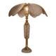 Lotus flower lamp in antique glass and gold metal, unique piece.
