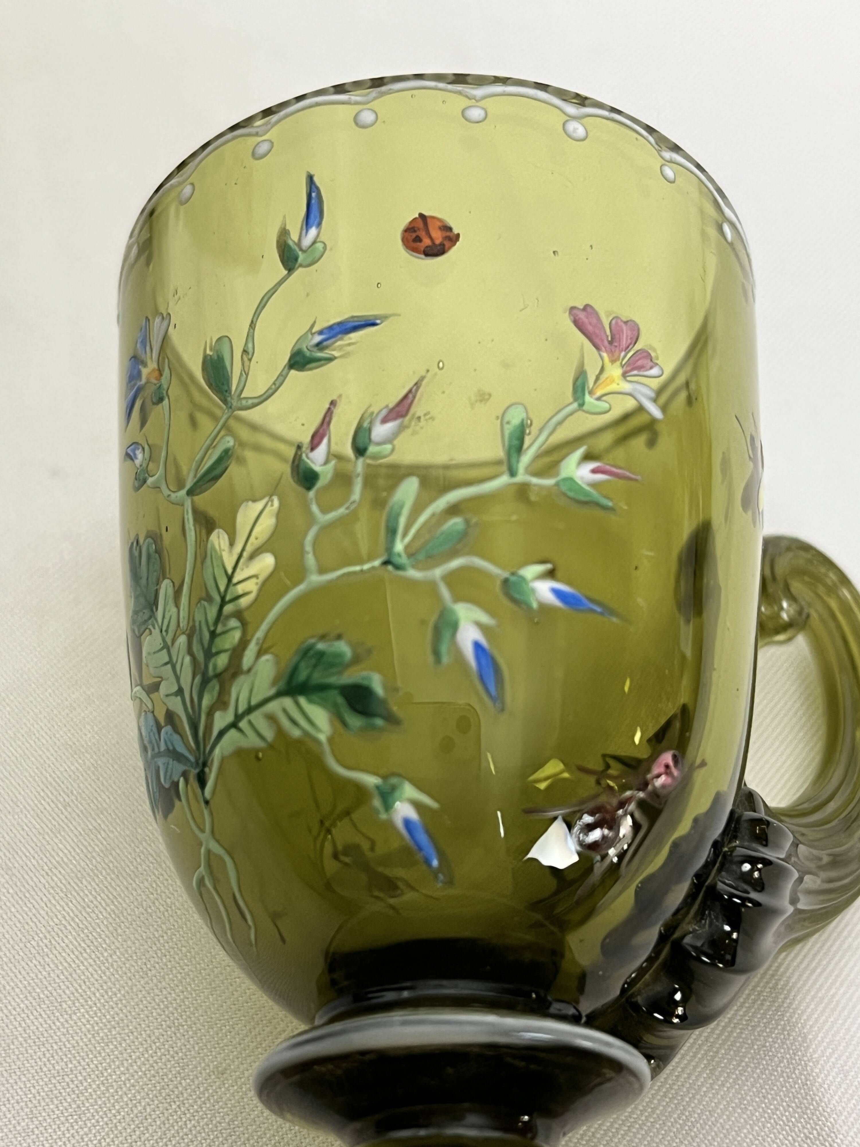 Art Nouveau, two enameled glass and gold cups early 20th century