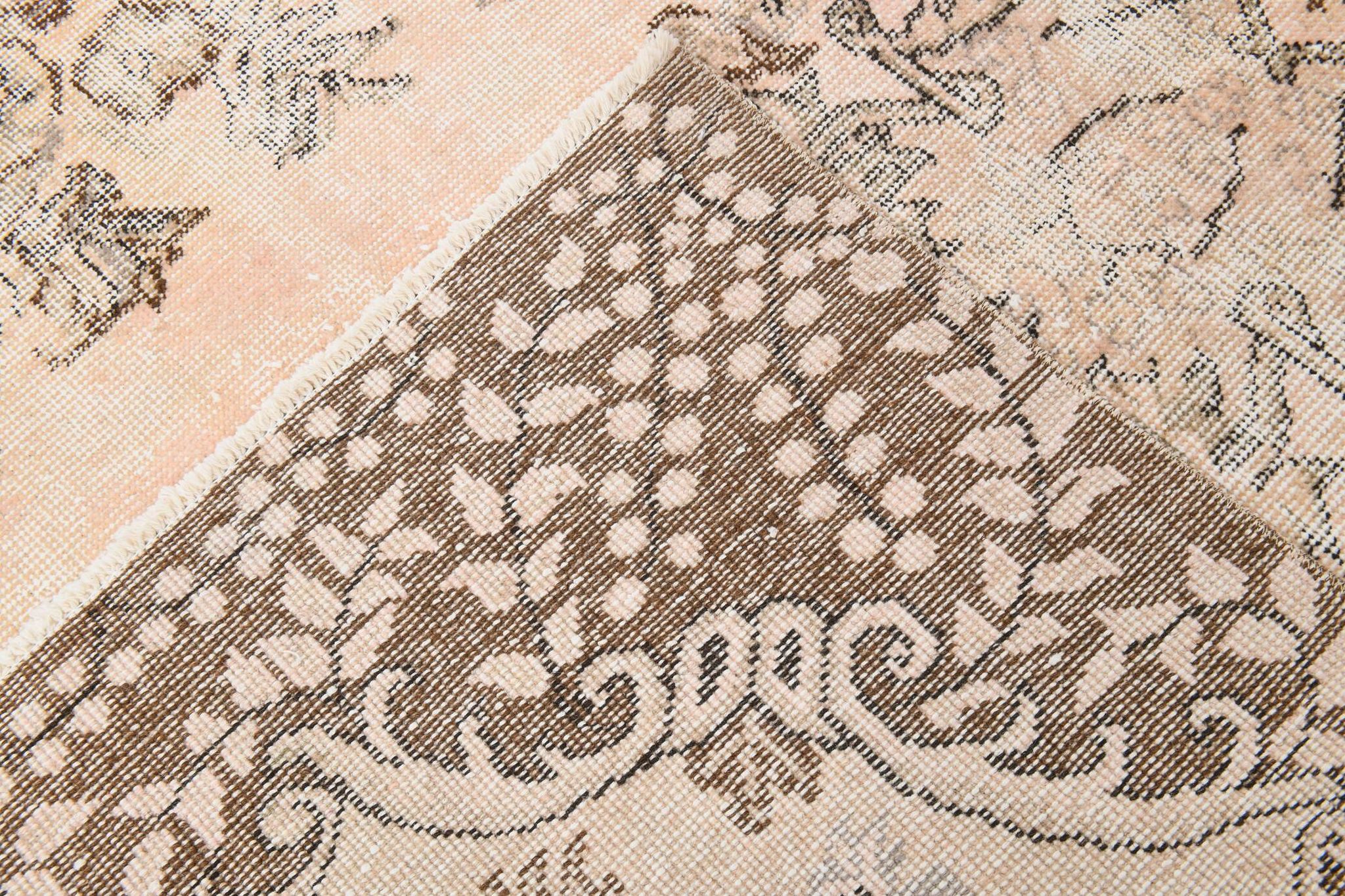 5x9 Brown Beige Classic Floral Handmade Vintage Rug, 167x283Cm SK 5465