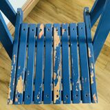 Folding chair in blue painted wood, Italy 1960