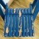 Blue painted wooden folding chair, Italy 1960