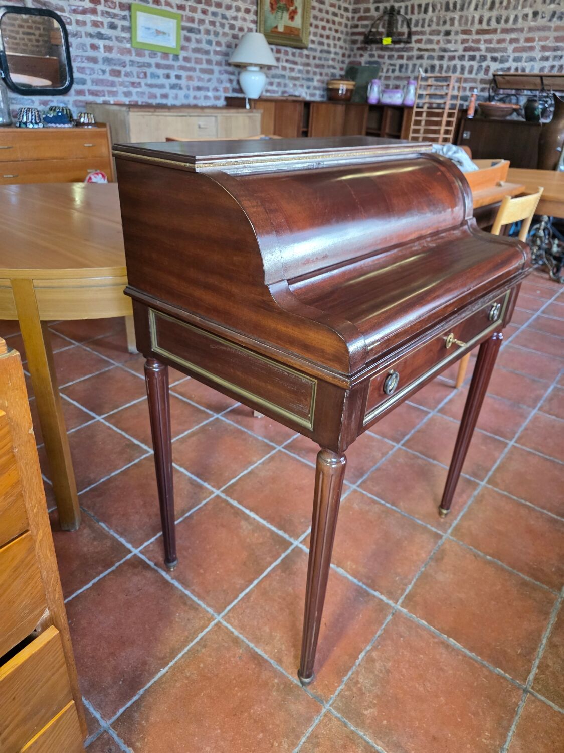 Louis XVI Style Cylinder Desk in Mahogany