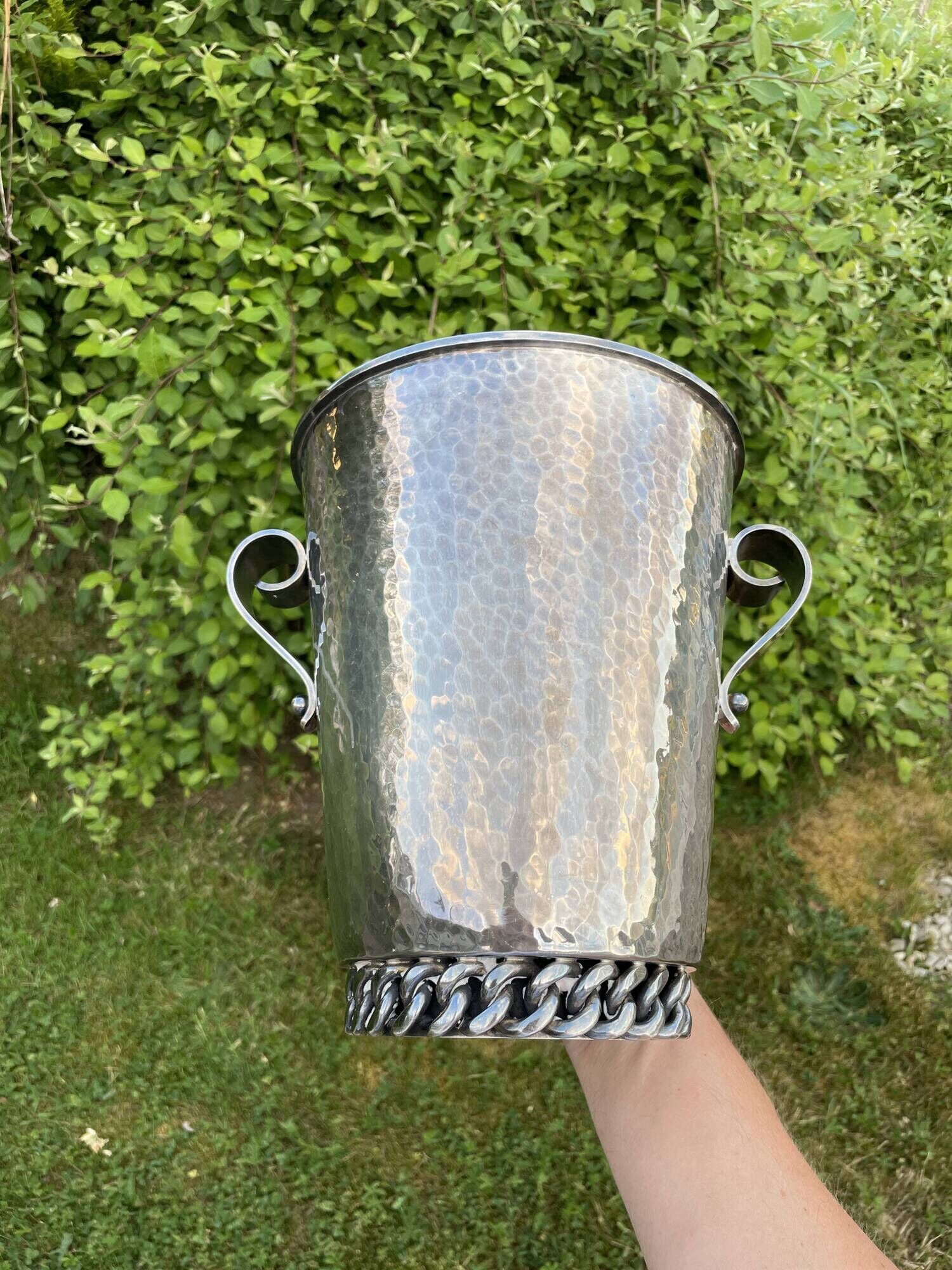 Jean Despres hammered silver metal champagne ice bucket