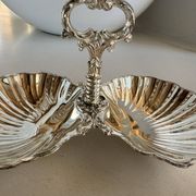 Présentoir coquillage en métal argenté vintage