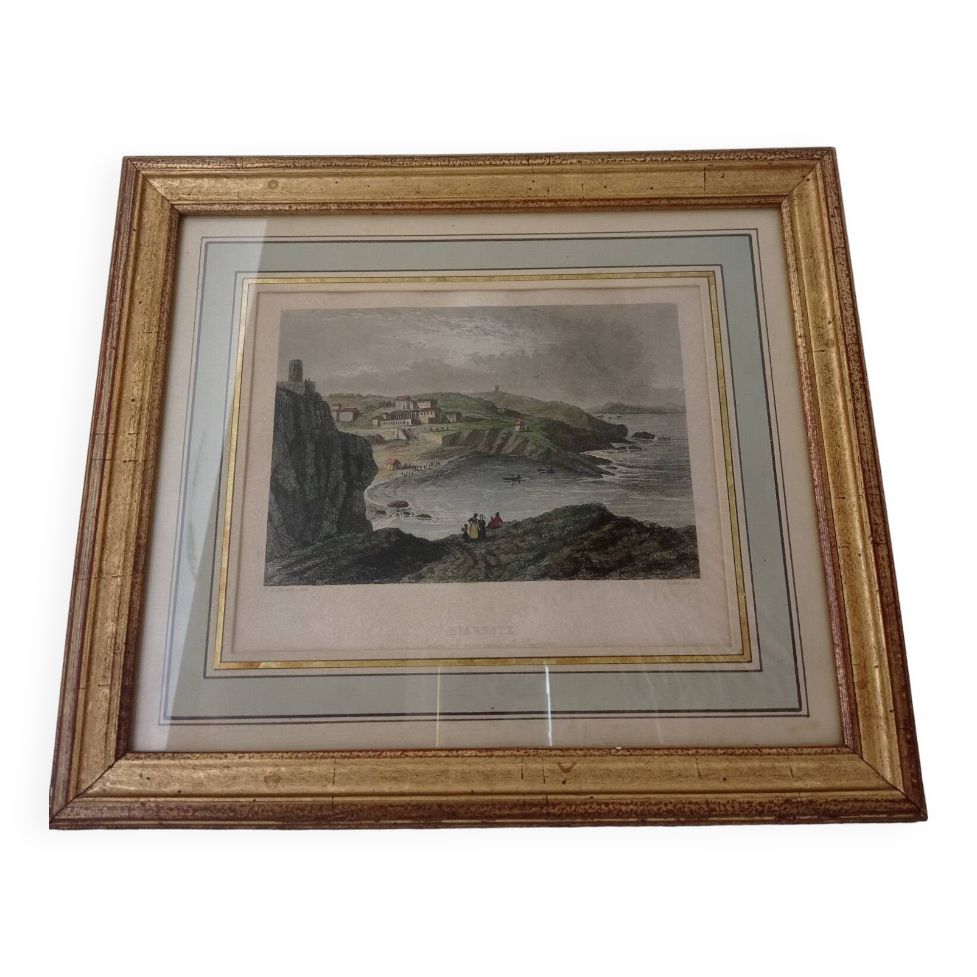 Old lithograph Biarritz