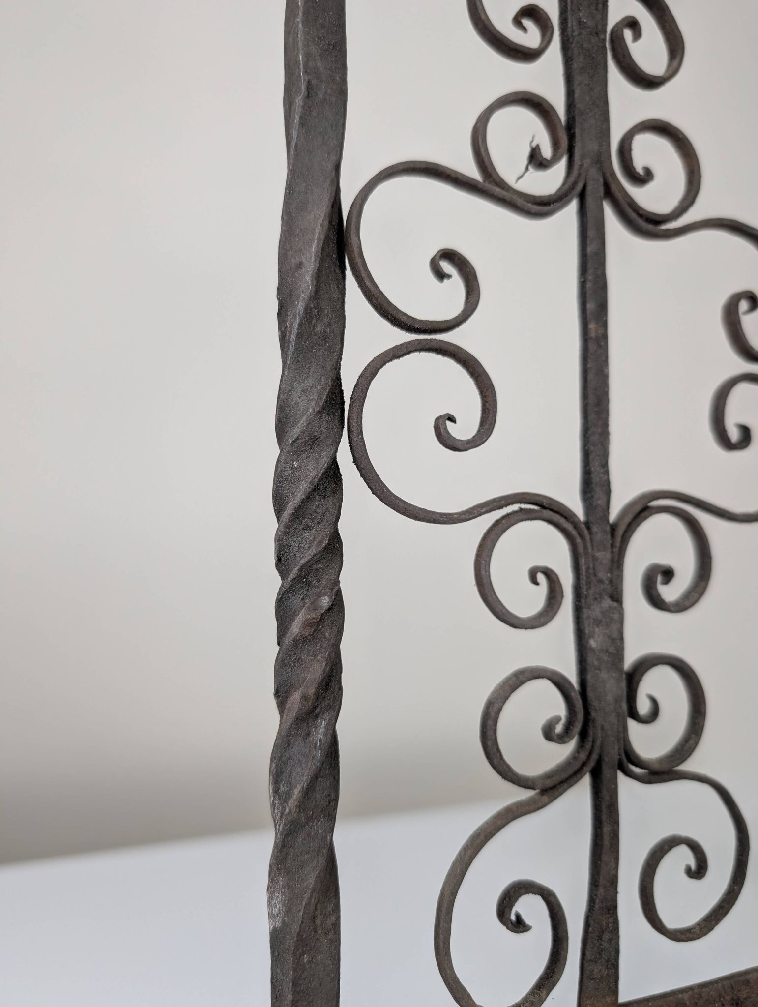 Spanish Wrought Iron Fireplace Screen Candelabra, Arts and Crafts, 1880s