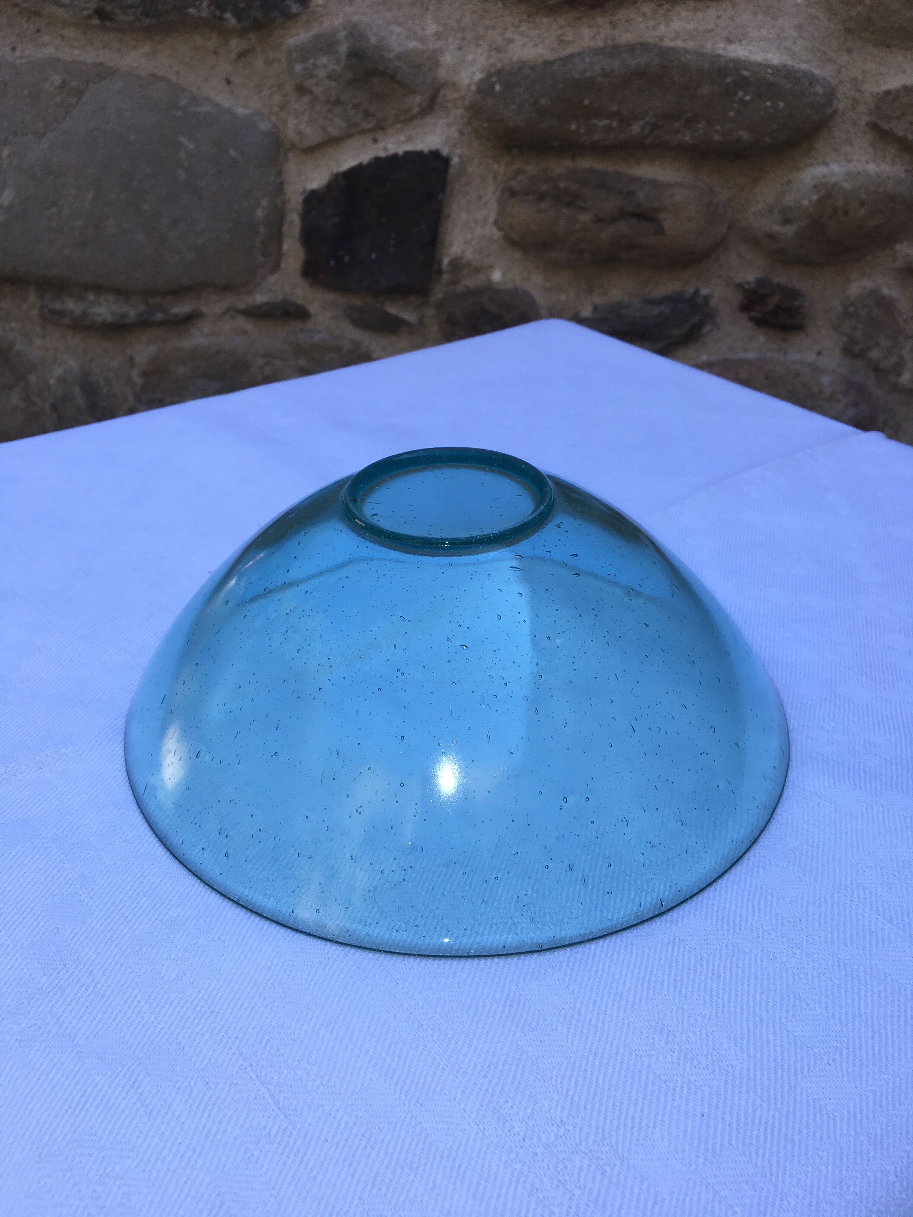 Antique bubbled blown glass salad bowl