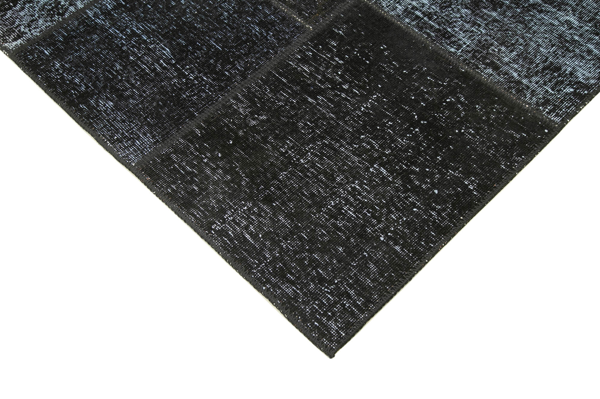 Hand-knotted turkish vintage 170 cm x 243 cm black patchwork rug