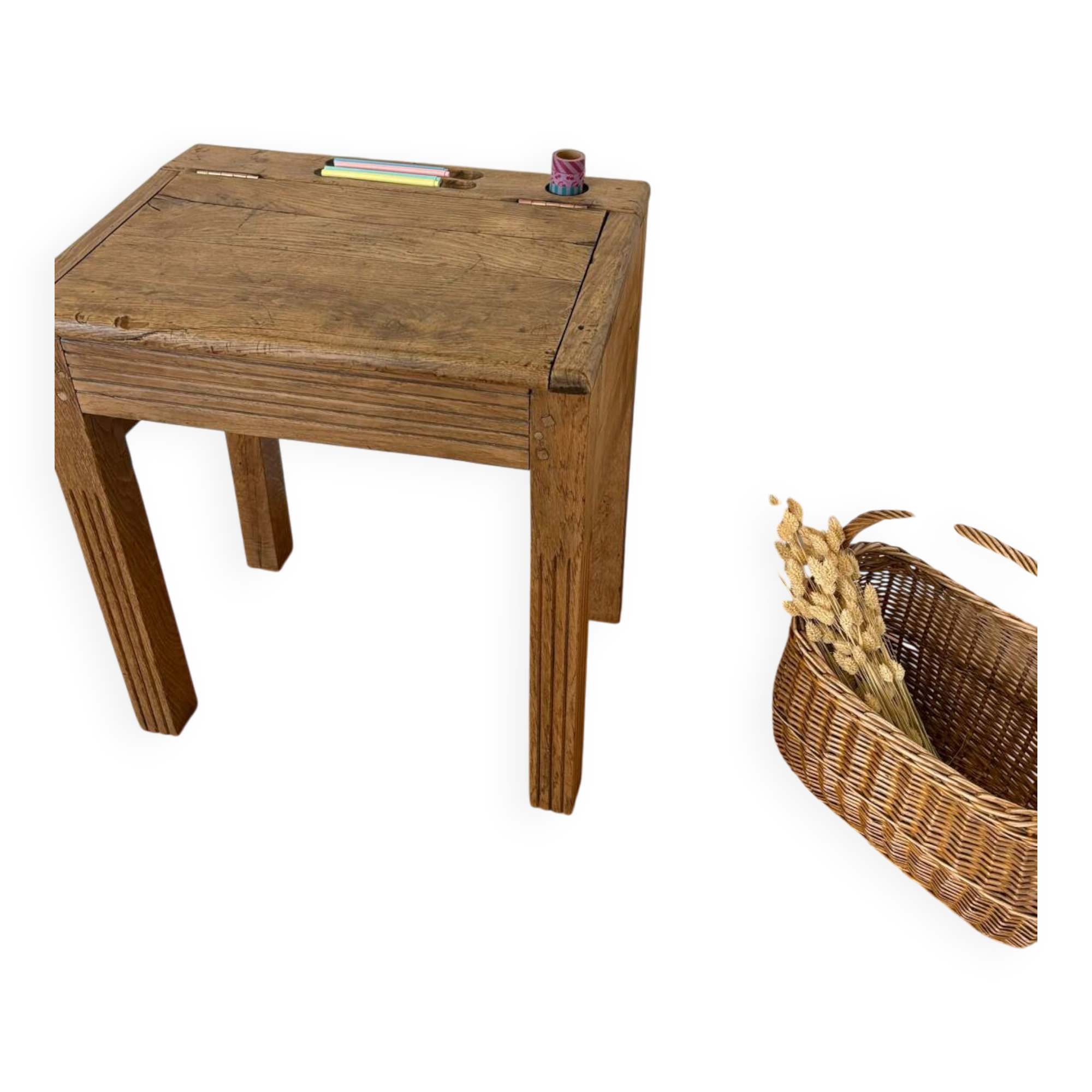 Solid oak school desk
