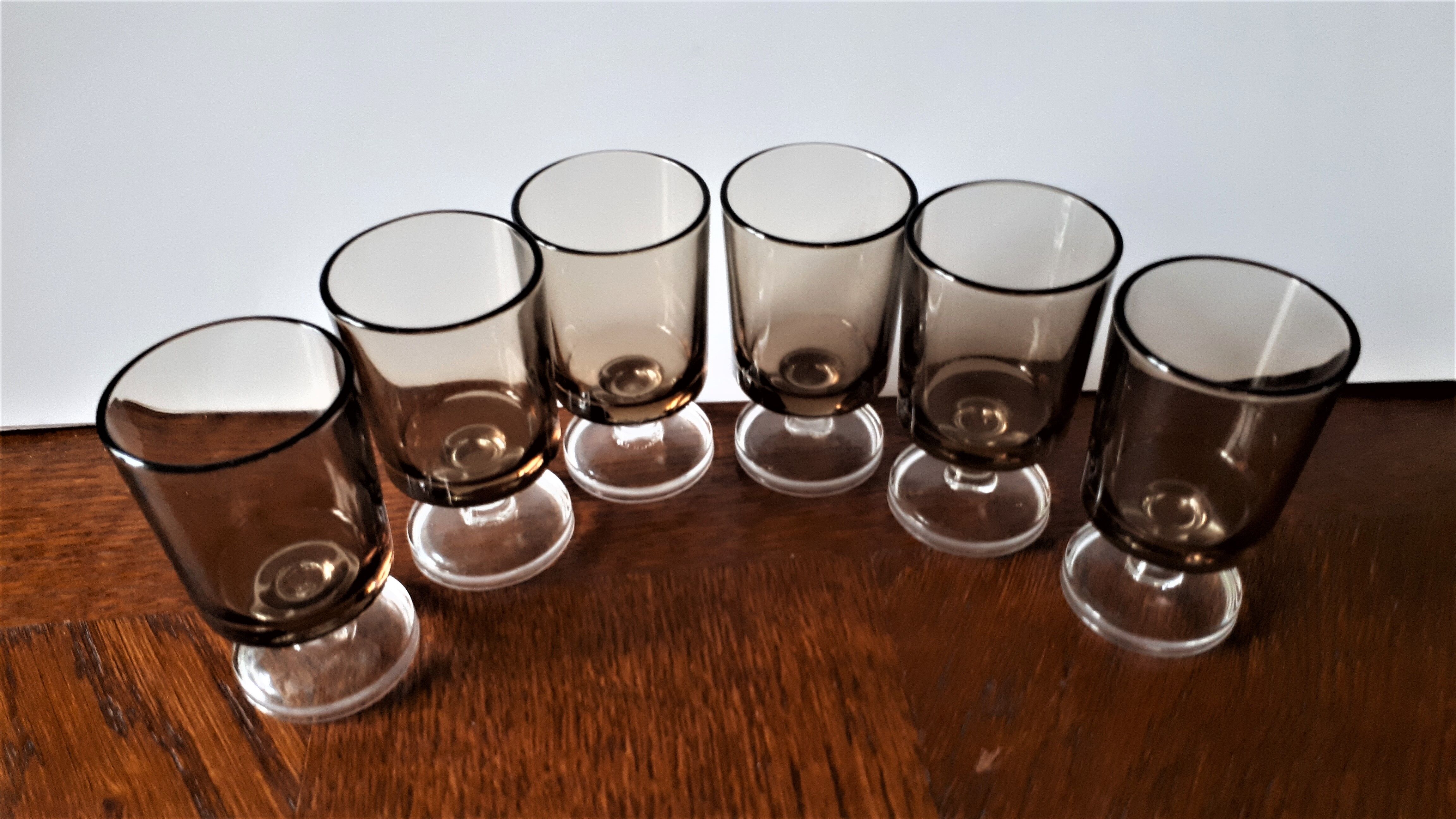 LUMINARC smoked glass liquor glasses
