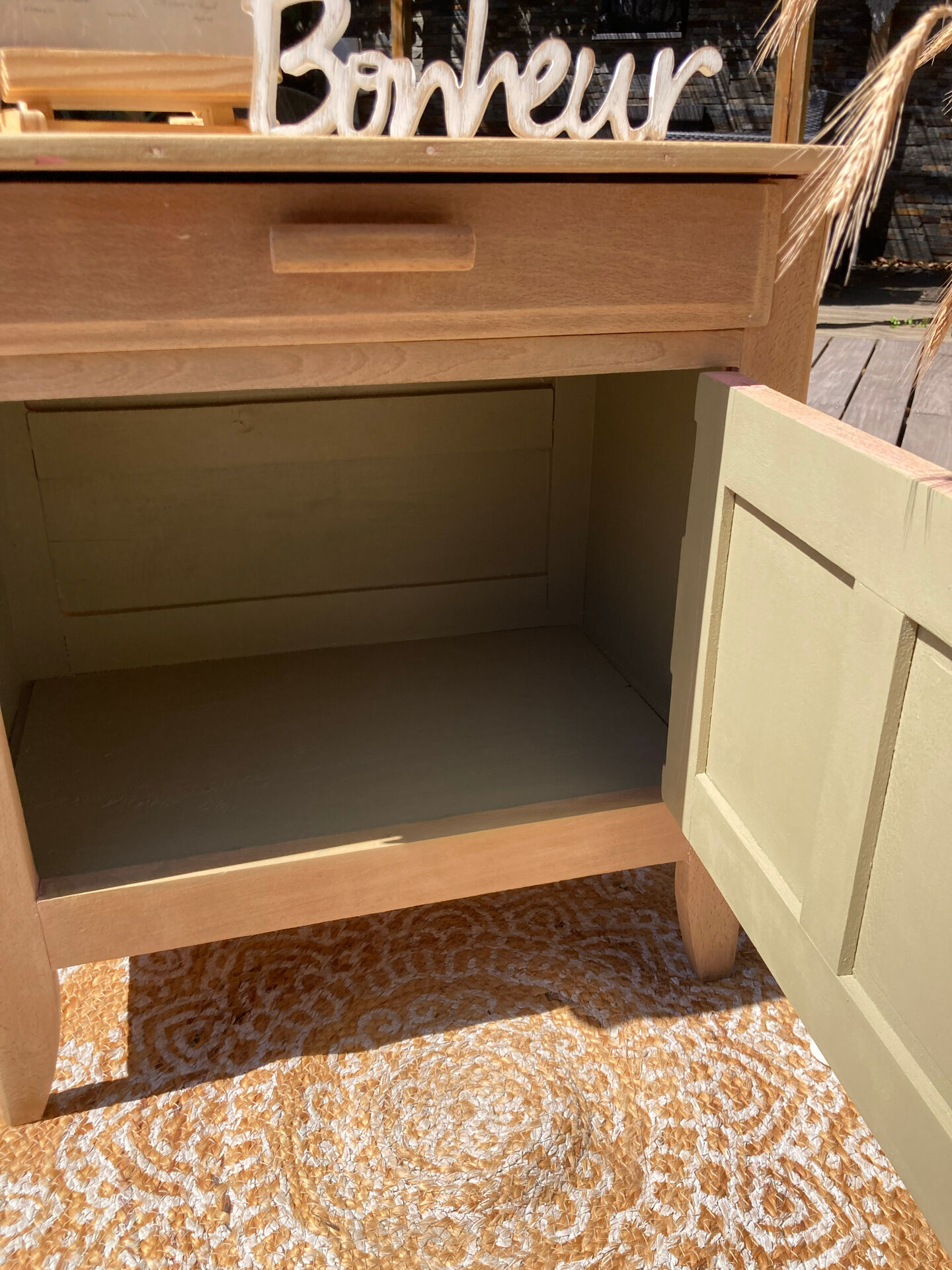 Parisian buffet (jam cupboard) in raw beech / drawer.