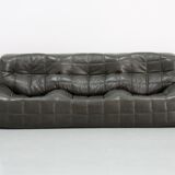 Ensemble de salon vintage en cuir olive foncé kashima par Michel Ducaroy pour Ligne Roset