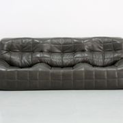 Living room sets vintage dark olive leather kashima by Michel Ducaroy for Ligne Roset