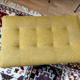 Bench, rectangular, mottled mustard fabric