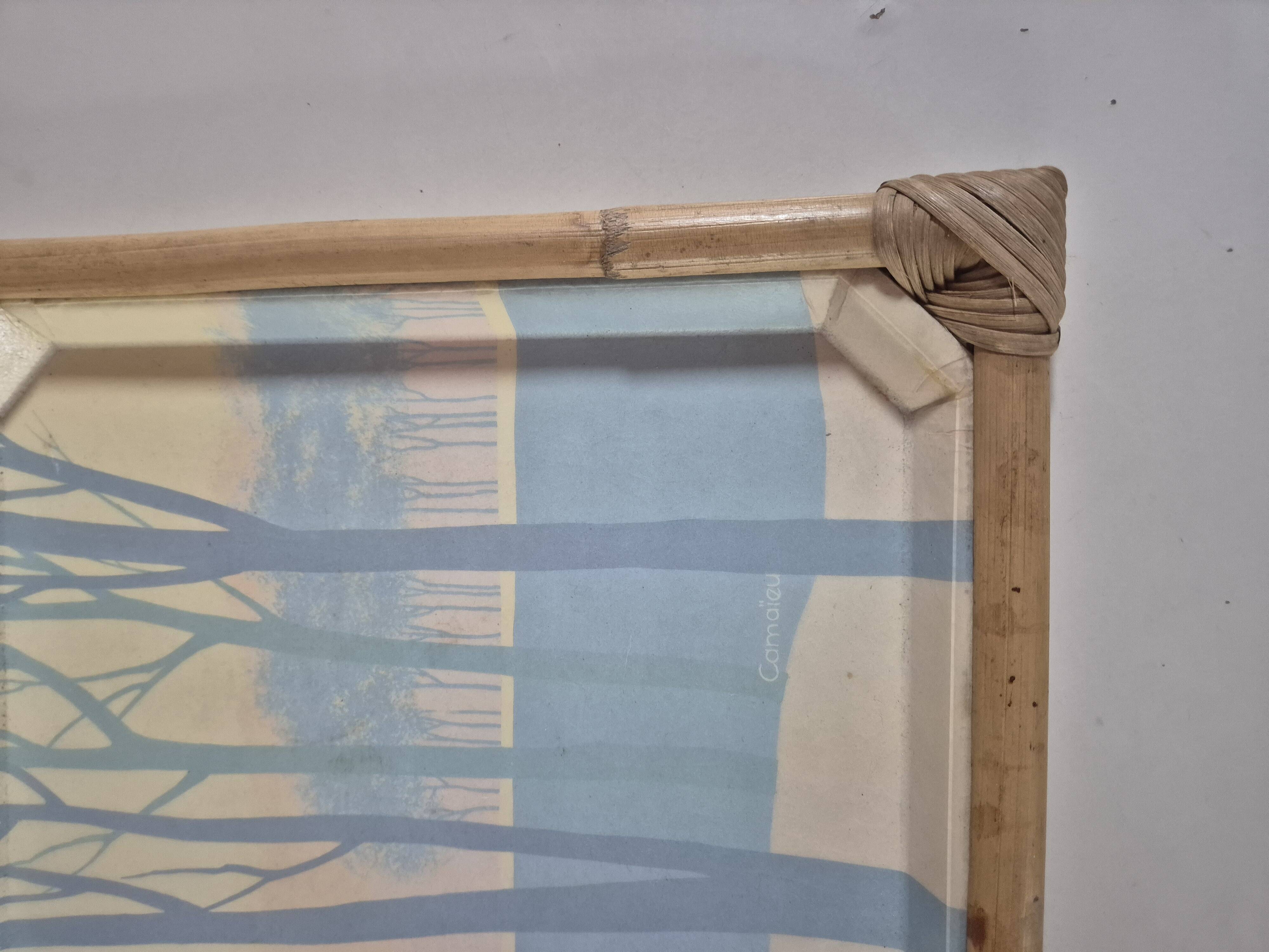 vintage plateau camaieu and Françoise Wintz bamboo, rattan and fibre contour