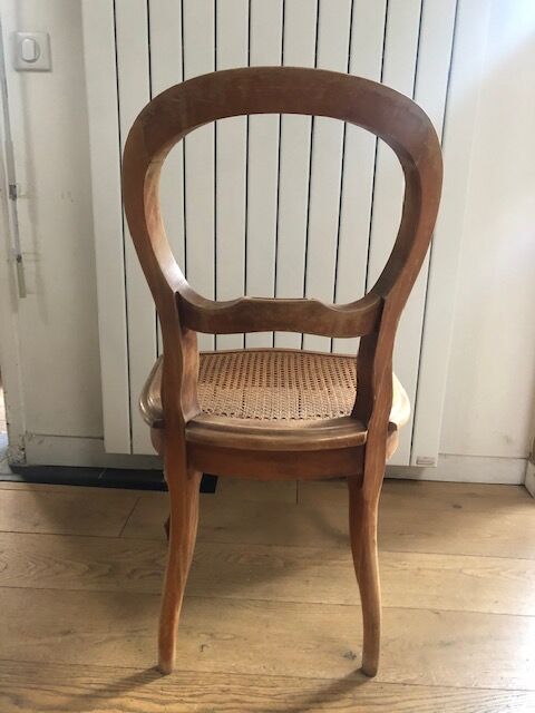 Set of 2 Louis Philippe chairs wood and cannage